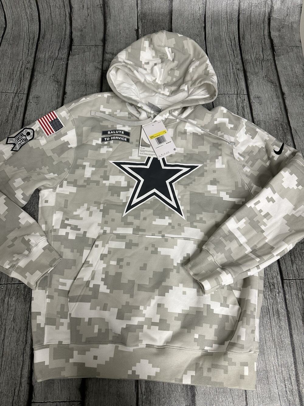 NWT Men’s Nike Dallas Cowboys Salute To Service Hoodie Small Grey Arctic Camo S